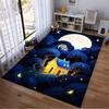 Cozy Cottage Night Scene Carpet with Moonlight and Glowing Forest Suitable for use as an anti-slip for living room bedroom sofas