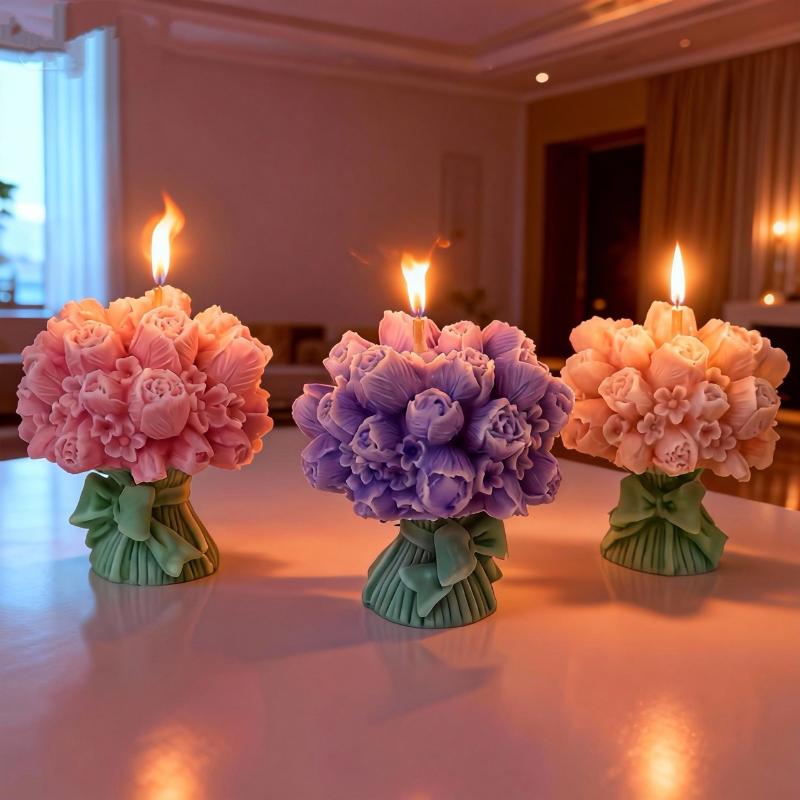 3D Rosenstrauß Kerzen Silikonform Chrysanthemen-Blütenstand Harzform Blume Pfingstrose Gipsform Valentinstagsgeschenk