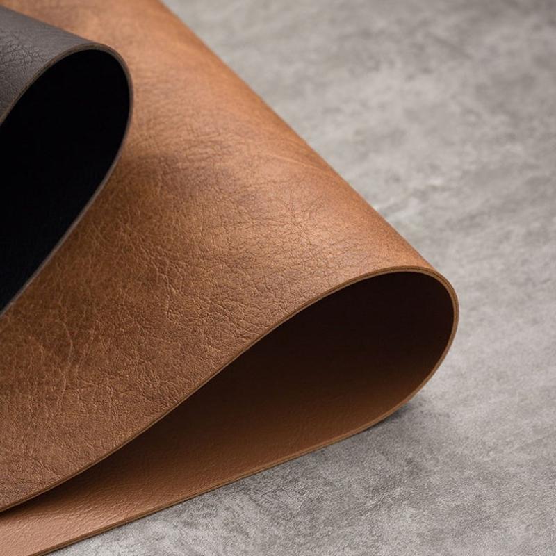1Pcs Light Luxury Solid Leather Placemat Coffee Brown Pu Table Mat Waterproof Oilproof Heat-Insulated Plate Bowl Pad Table Decor