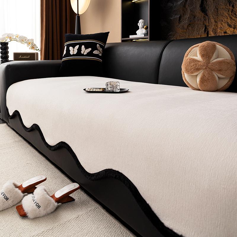 Non-Slip Couch Slipcover Protector Universal Irregularity Sofa Cushion European Retro  All-SEASON Solid Color Sofa Cover