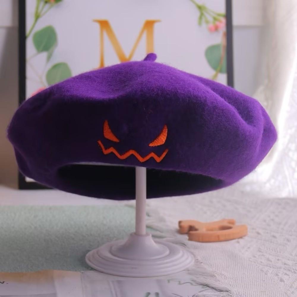 Embroidered Face Painter Hat Lightweight Artist Hat Warm Pumpkin Beret Hat  Autumn Winter Wear