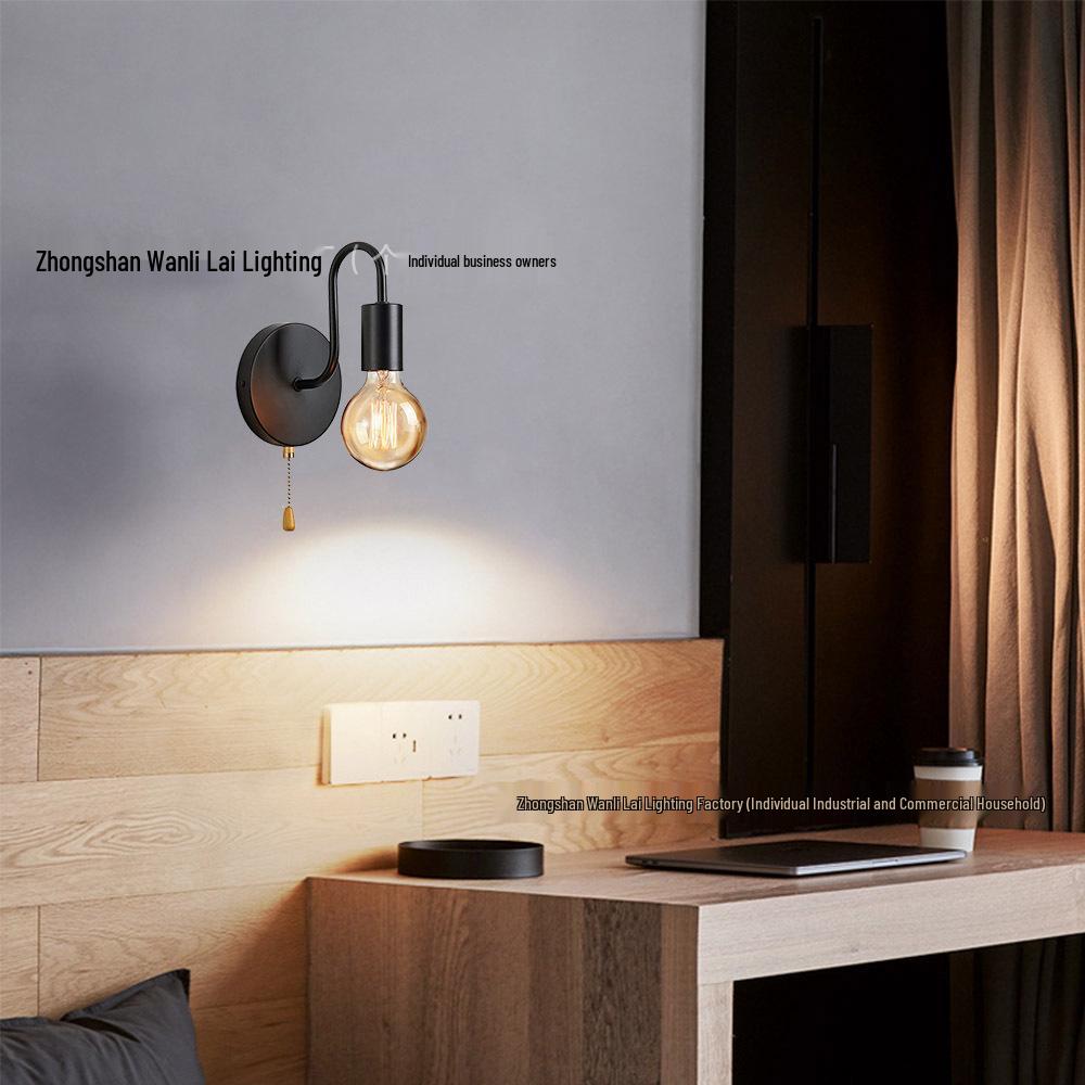 European Style Wrought Iron Wall Lamp - Creative Retro Design for Living Room, Bedroom & Bedside