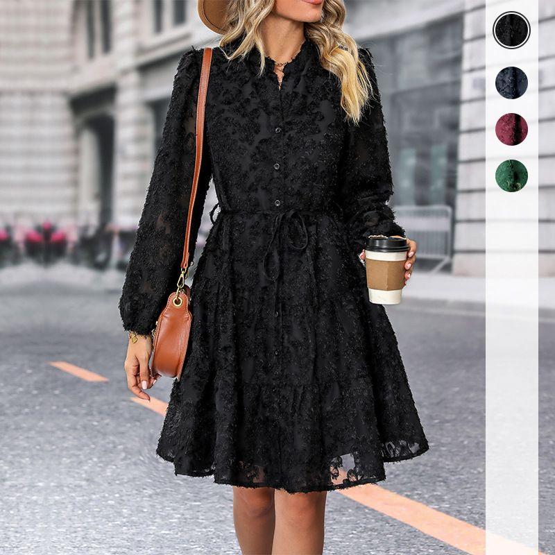 

2023 Autumn Fashion Long Sleeve Women s Dress Dress Burgundy M