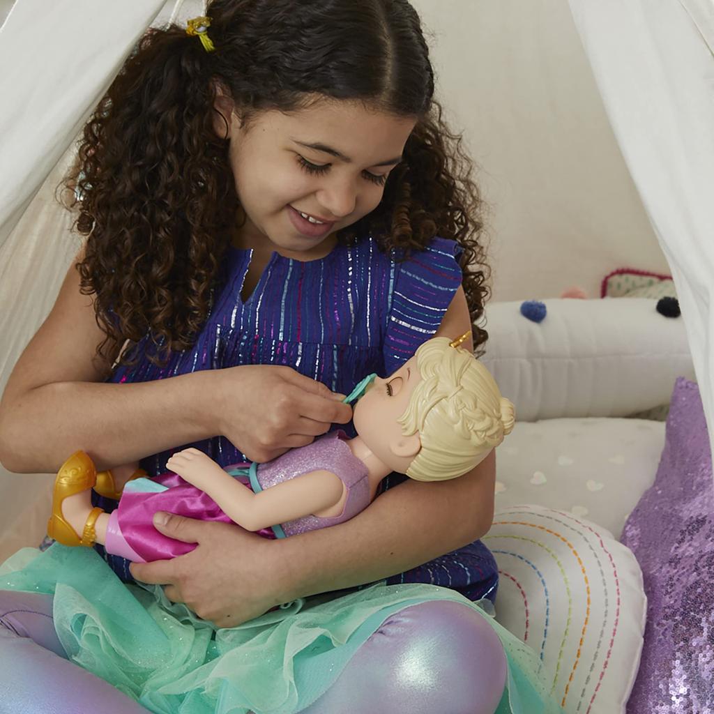 Baby Alive Grow Up Princess Ellie Doll 18 Inches Doll That Grows from a Baby To a Princess and Talks In Ages 3 and Up Includes 9 Accessories Hair