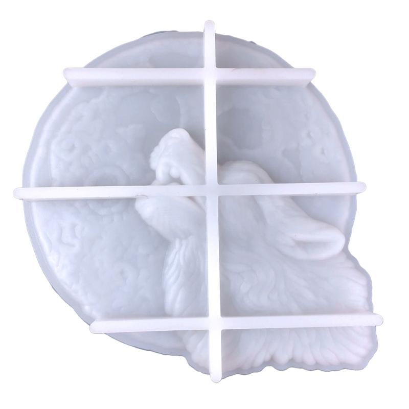 Semi-stereoscopic Wolf-shape Wall Ornaments Drop Glue Mold Diy Wall Pendant Desktop Decoration Epoxy Silicone Mold