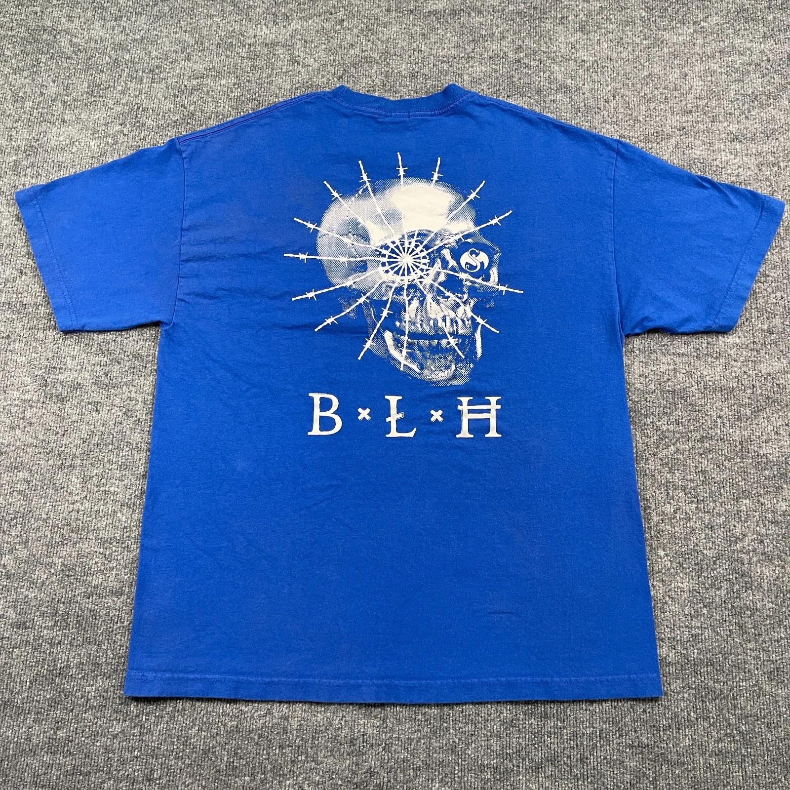 Винтажная футболка Y2K BLH Brotha Lynch Hung с черепом в стиле Hip-Hop XL 23x29 Синяя S
