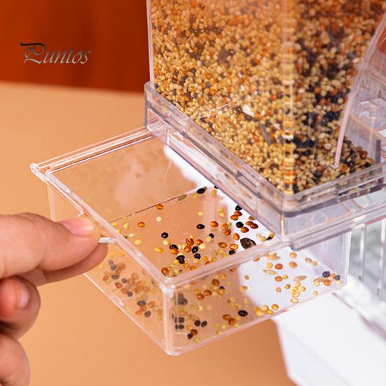 Transparent Acrylic Bird Feeder Automatic No-Mess Bird Cage Feeder Large Capacity Parrot Feeder Anti-Spill Bird Feeder for Canaries Budgies Finches