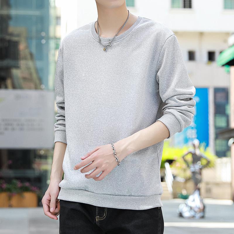 New Loose Men's Padded Warm Casual Sports Lightweight Soft Wrinkle Breathable Cotton Long-sleeved T-shirt