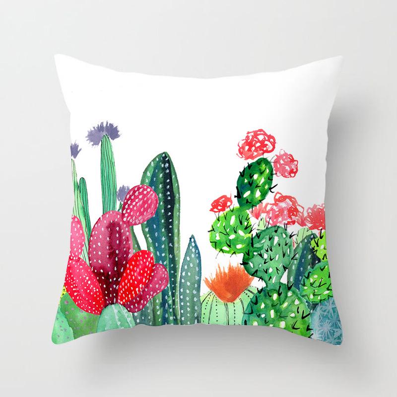 Nordic Style Tropical Plant Cactus Pattern Cushion Cover Sofa Car Office Pillowcase Home Decor Pillowcase