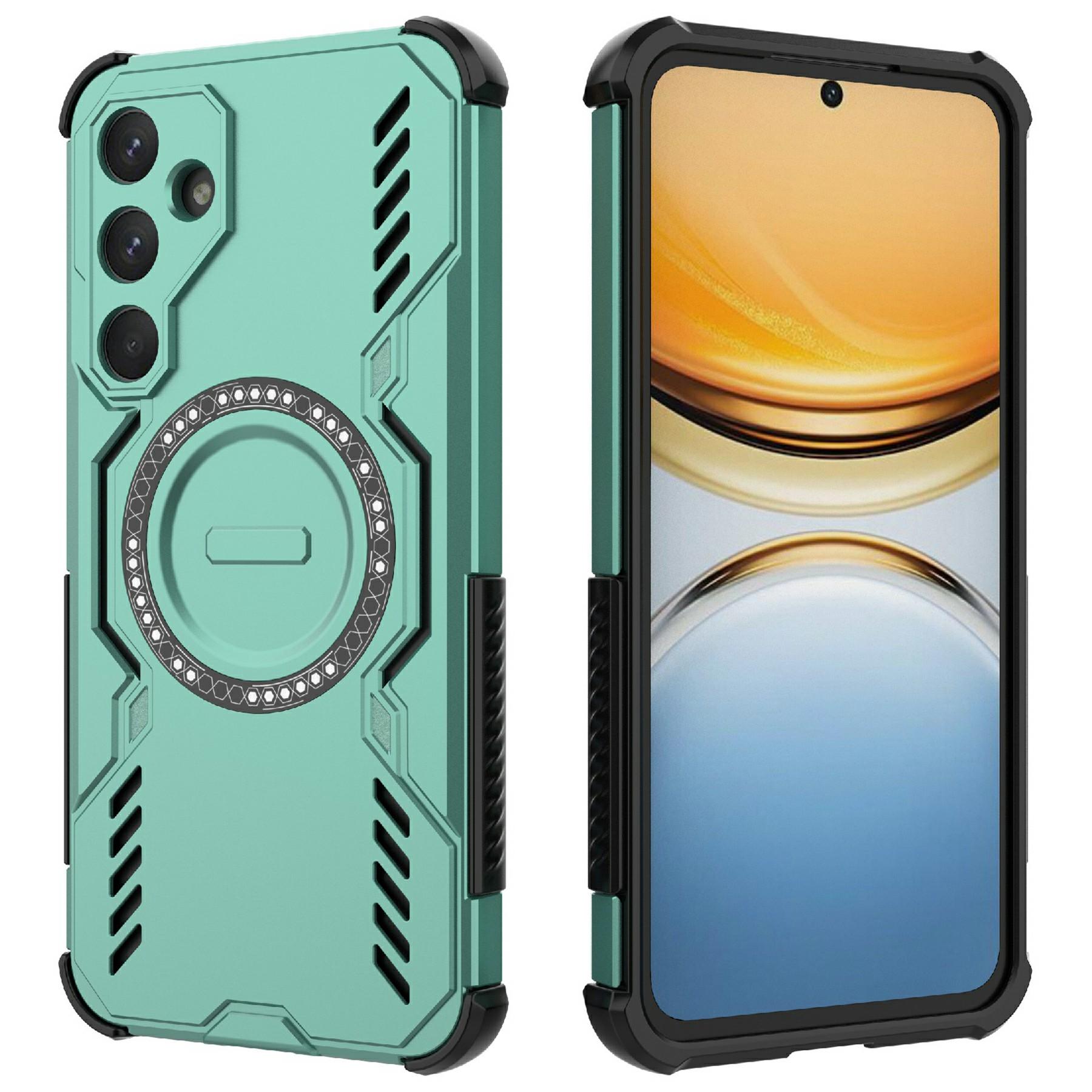 

For Samsung Galaxy A55 5G Magnetic Case Butterfly Armor Hollow Heat Dissipation PC+TPU Phone Cover Green