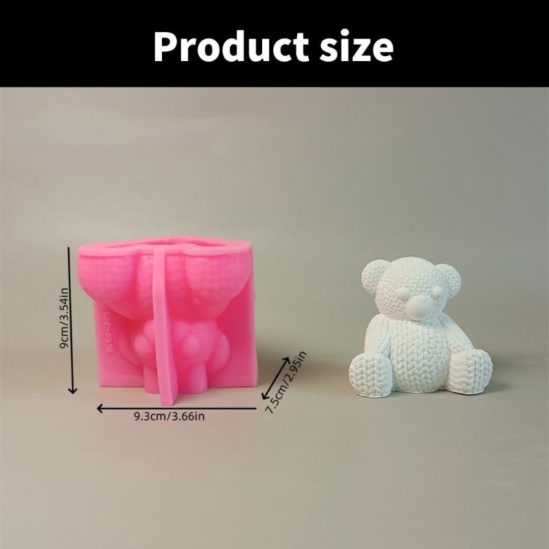 Crochet Bear Animal Silicone Molds for Candle Soap Chocolate Candy Cake Fondant Decoration Cement Gypsum Silicone Molds