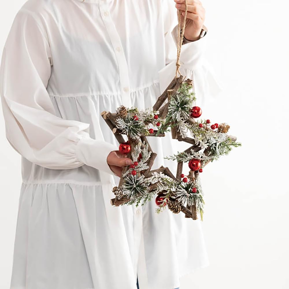 HEADS Christmas Wreath W X D X Small 1 Piece X-NW2 Decoration, 12.5" 1.7" 13.5" H, Star,
