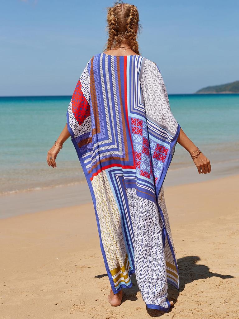 Europäische & Amerikanische Baumwolle Wasserzeichen-Druck Strand Sonnenschutz Überwurf Robe für Badeurlaube