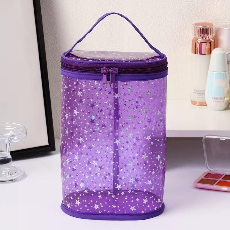 

Большая прозрачная косметичка из ПВХ в форме звезды с ручкой - Прозрачная сумка для хранения на молнии, Унисекс, Прочная и портативная