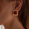 New 7 Colors Luxury Gold Plated Stainless Steel Stud Earrings for Women Vintage Acrylic Resin Square Earrings Boho Jewelry