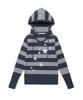 CAVISH W U Neck Striped Star Knit Hoodie Navy(Cv2Fffk601A)