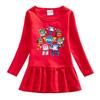 Korean-Style Baby Girl Long Sleeve Cartoon Dress with Ruffle Mesh Pleated Skirt