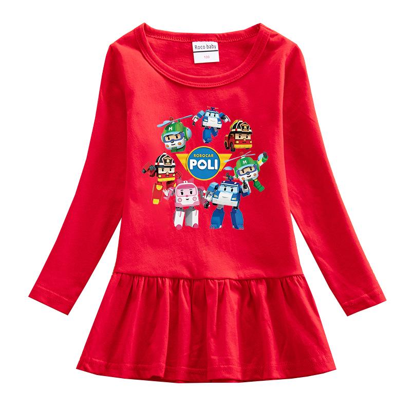 Korean-Style Baby Girl Long Sleeve Cartoon Dress with Ruffle Mesh Pleated Skirt