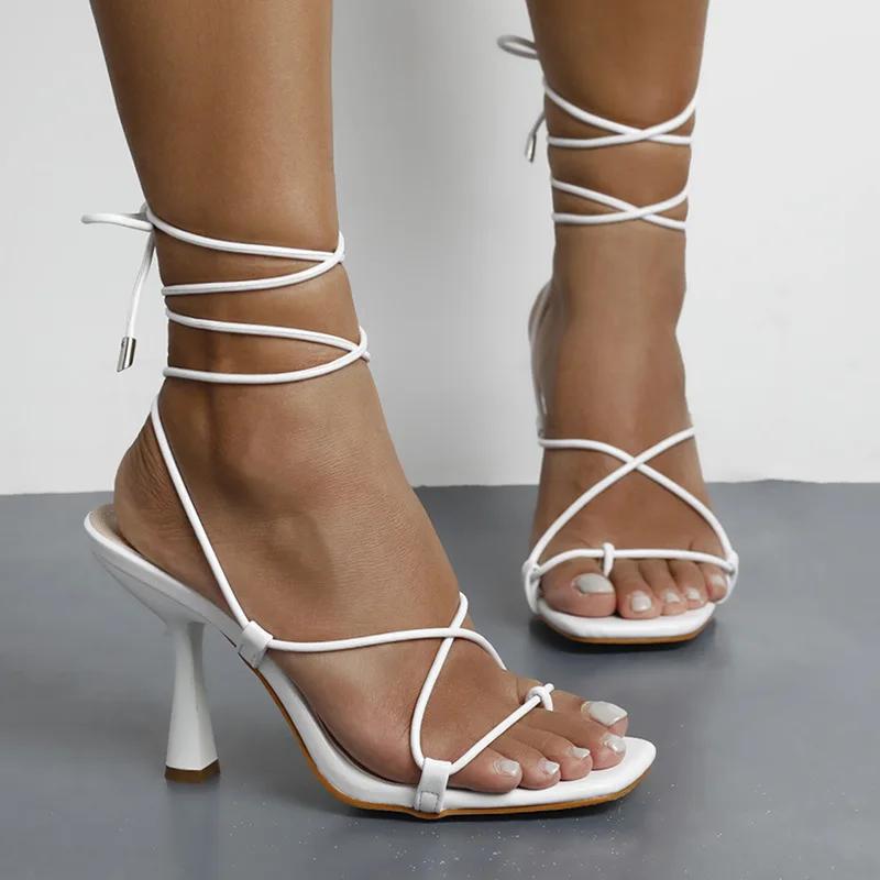 Fashion High Heels women 2025 Fashion Sexy Woman Pumps White Black Gladiator Sandals Wedding Party Shoes on Heels Big Size 35-43