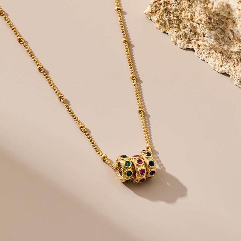 Vintage Gold-Plated Brass Zircon Lace Necklace for Women