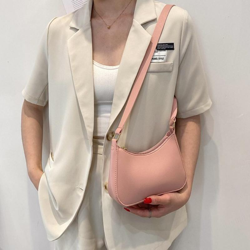 Cute Solid Color Small Square Bag Lightweight Portable Single Shoulder Armpit Bag for Students School Daily