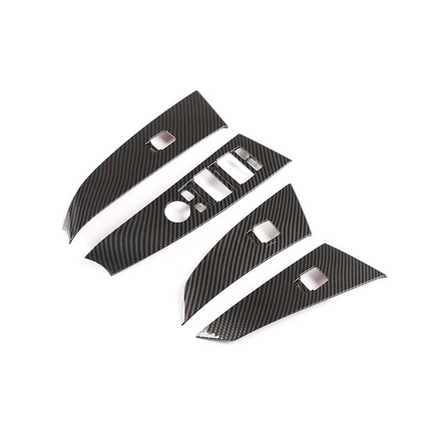 Car Styling ABS Carbon Texture Interior Window Lift Control Switch Button Panel Frame Cover Trim For BMW 5 Series E60 04 - 06