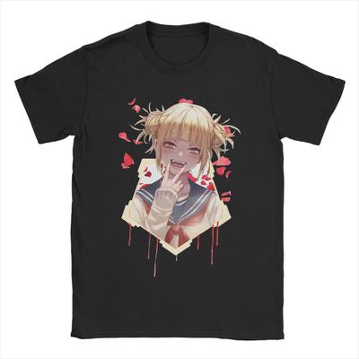 Toga Himiko My Hero Academia T-Shirts for Men Anime Vintage Pure Cotton Tees Round Neck Short Sleeve T Shirt Plus Size Clothing