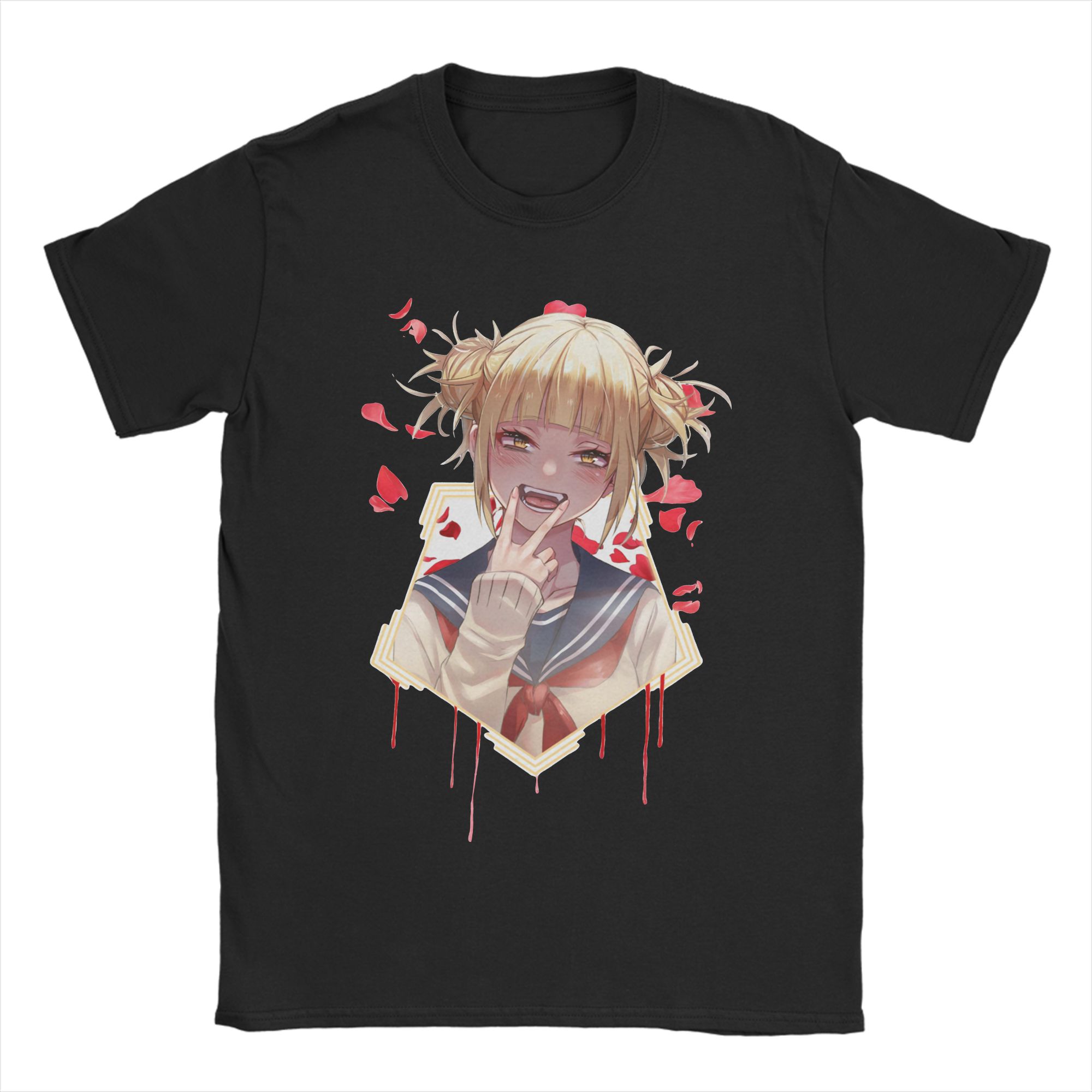 

Toga Himiko My Hero Academia T-Shirts for Men Anime Vintage Pure Cotton Tees Round Neck Short Sleeve T Shirt Plus Size Clothing M