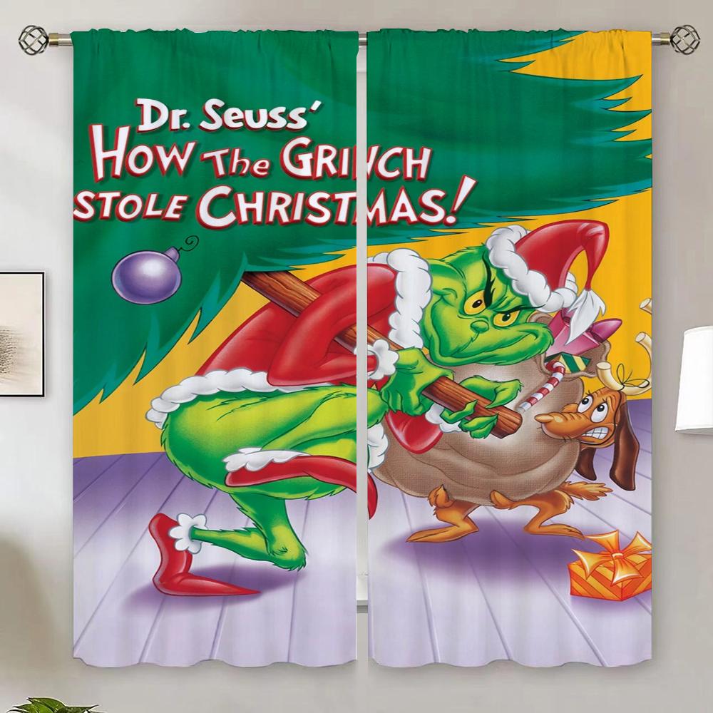 

The-Grinch Шторы для гостиной, двери, спальни, затемняющие шторы, салон, 2 шт., щупальца, покрывало, подхваты для штор, жалюзи W50xH70cmx2pcs-CL