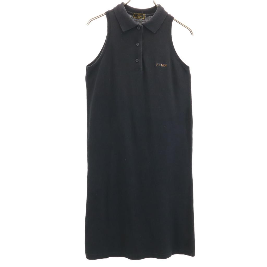 FENDI made in Italy No sleeve Polo one piece 44 black Fawn Women Used