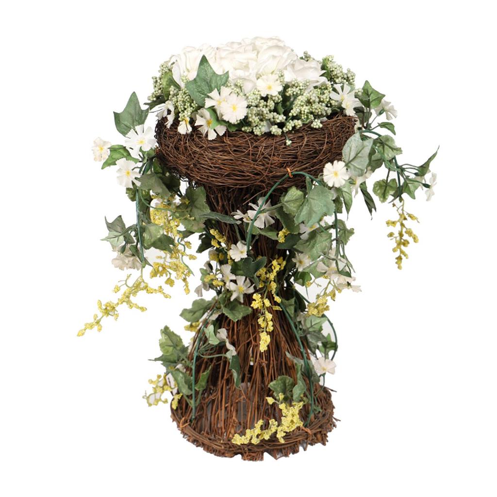Large Flower Centerpieces w/ Rattan Vase Rose Flower Party Holiday Potted Decoration Accessories