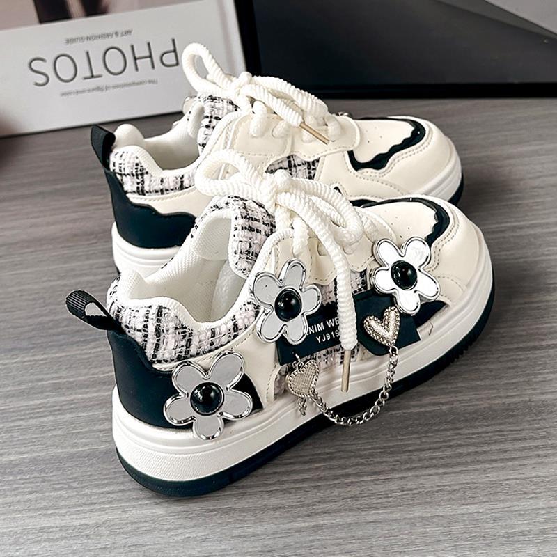 

New autumn leather soft-soled girls shoes, children s sports shoes, princess casual white sneakers for older children 30Code