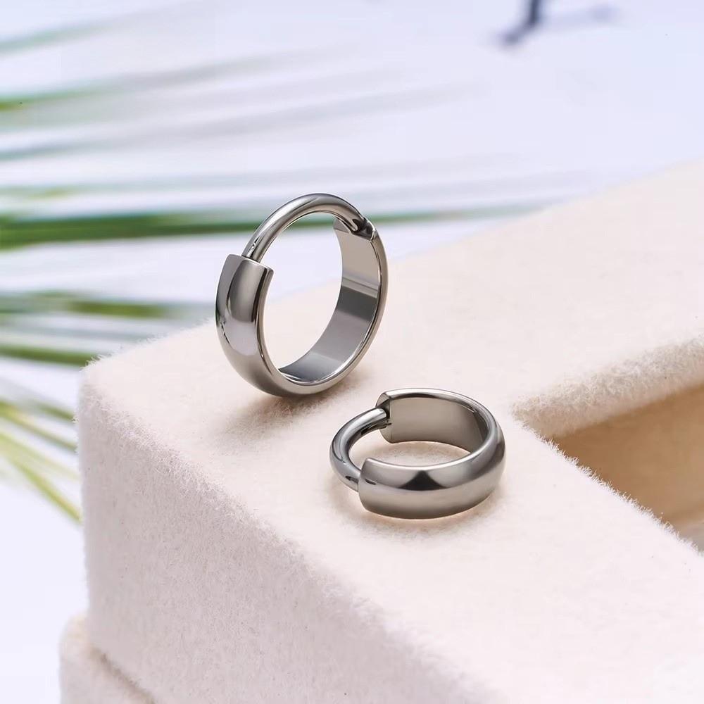 8/10mm Titanium Hoop Earring Silver Earlobe Piercing Jewelry Punk Cartilage Circle Earring Daily