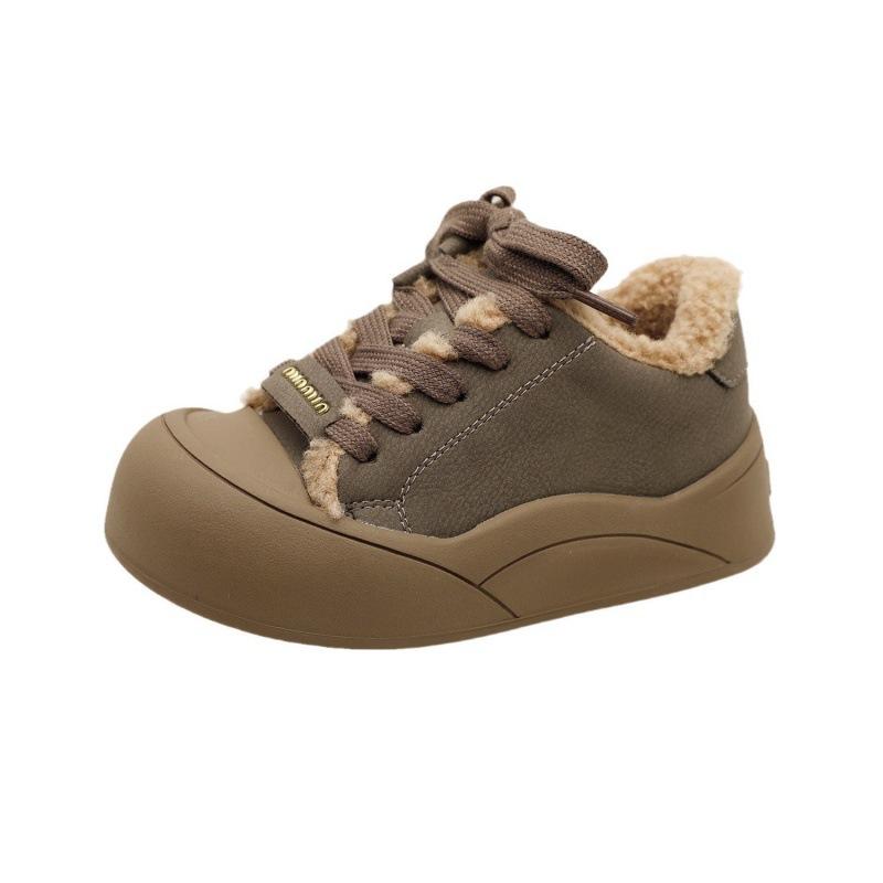 Girls Cotton Shoes 2025 Winter New Children's Warm Board Shoes Boys Retro Velvet Thickened Velcro Casual Shoes