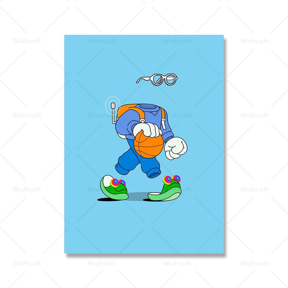 Niedlichen Cartoon Basketball Poster Kunstdruck Unsichtbarer Junge Spielen Street Ball Boxen Leinwand Malerei Bild Kinderzimmer Wohnkultur