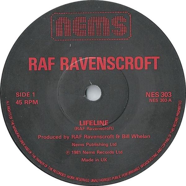 

7-дюймовая пластинка RAPHAEL RAVENSCROFT Lifeline NES303 NEMS 1981 UK Поп Б/у