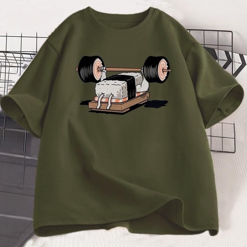 Sushi Gym T Shirt Funny Unisex Women Summer Harajuku ONeck Cotton Short Sleeve Tshirt Sportswear Print Tshirt Streetwear Clothing