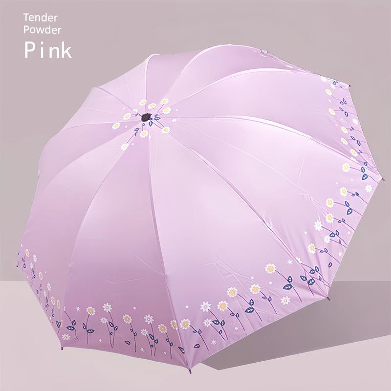 Manual Large Folding Umbrella for Female Students, Dual-Purpose Sun and Rain Umbrella, Sun Protection Umbrella
