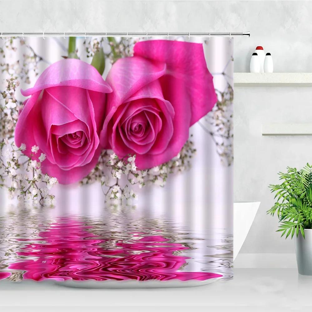 Duschvorhang Garten Bunte Blumen Natürliche Landschaft 3D Wasserdichtes Gewebe Badezimmer Vorhänge Badezimmer Zubehör Badezimmer Dekor
