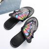 Stylish Women's Butterfly Print Slide Sandals | Faux Cover Upper & Rubber Sole | Versatile All-Season Footwear | Fashionable Clip Toe, Slip-On Flats