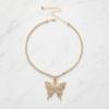 Women Butterfly Necklace with Full Diamond Pendant Choker