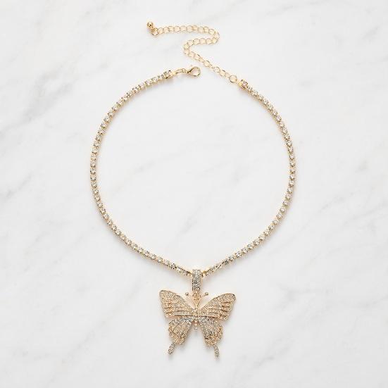 Women Butterfly Necklace with Full Diamond Pendant Choker