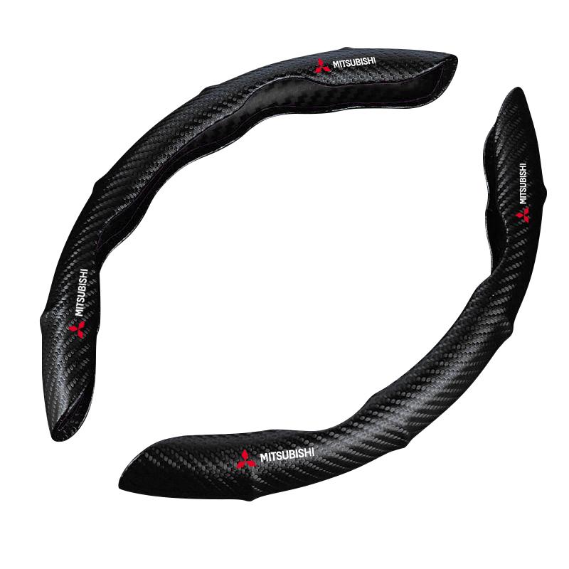 Car Steering Wheel Cover Carbon Fiber Sports Ultra-thin Non-slip Card Cover For Mitsubishi Lancer Ralliart 10 3 9 EX Outlander 3 ASX L200 Accessories