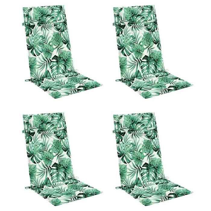 VidaXL High Back Chair Cushions Set of 4 Leaf Pattern, Cushion, Chair Pad, Seat Cushion 361911