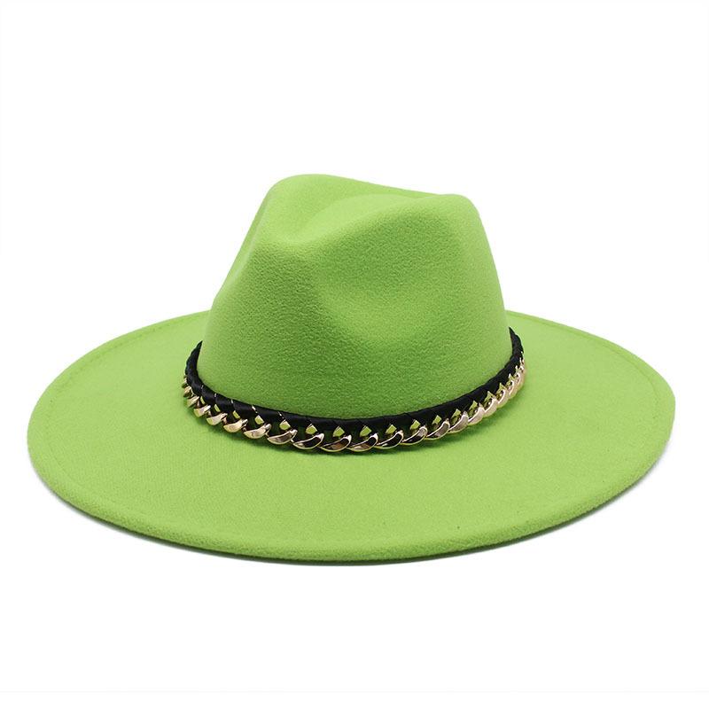 2022 Men'S And Women'S Chain Top Hat Flat Edge Straight Edge Peachheart Top Woolen Jazz Hat