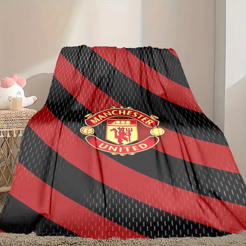 1pc Manchester United Manchester City Blanket, Home Printed Throw Blanket - Soft Blanket Gift for Family, Washable Sofa Bed Blanket