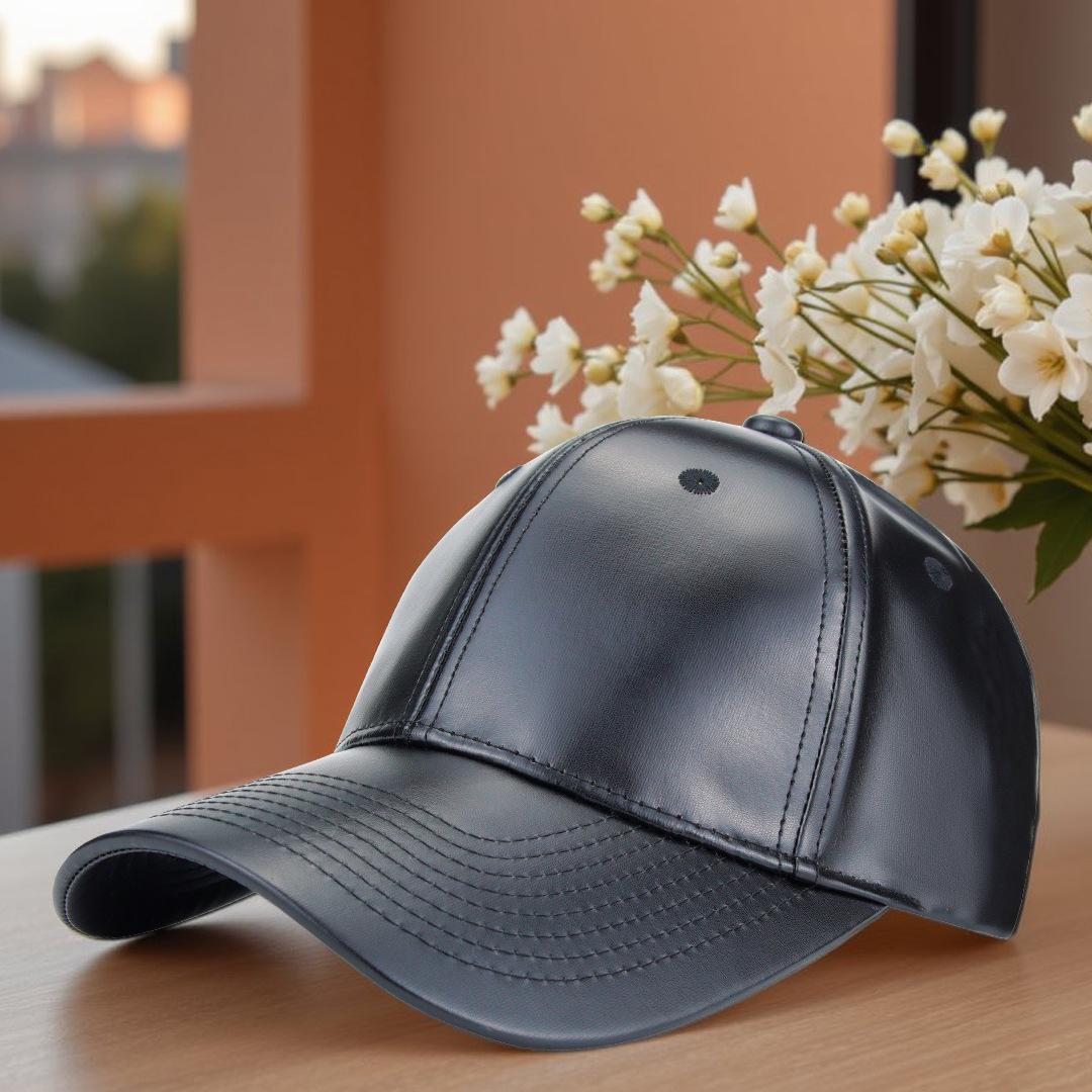 

Korean Style Unisex PU Baseball Cap - Fashionable Sun Hat for Outdoor and Casual Wear One Size