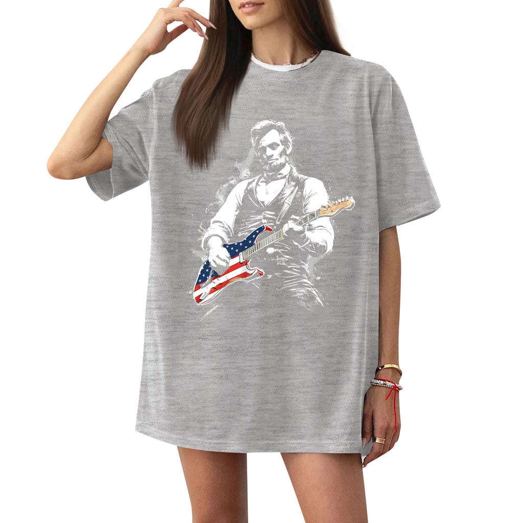 Damen Casual Buchstabendruck Kurzarm Top T-Shirt