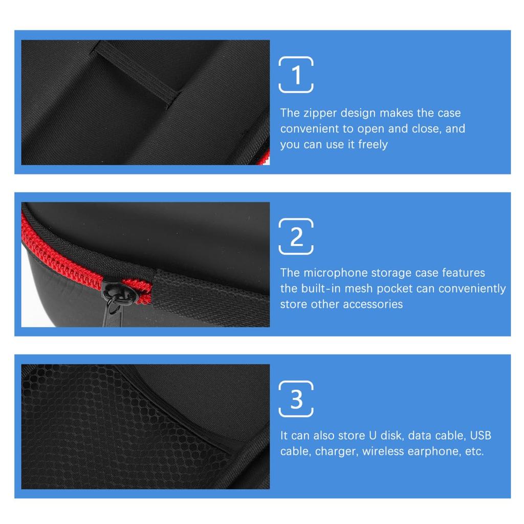 DECHOUS Microphone Storage Bag, Wireless Microphone Hard Case Suitcase Carry Bag, Foam Microphone Case, Handheld Microphone Carrying Bag, Studio Hard