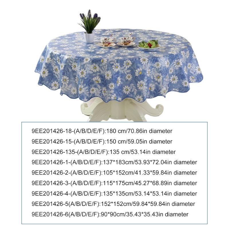 Florals Pattern Tablecloth Oilproof Waterproofs Easy Cleaning Round Table Cover for Home Restaurant Decors Table Cloth